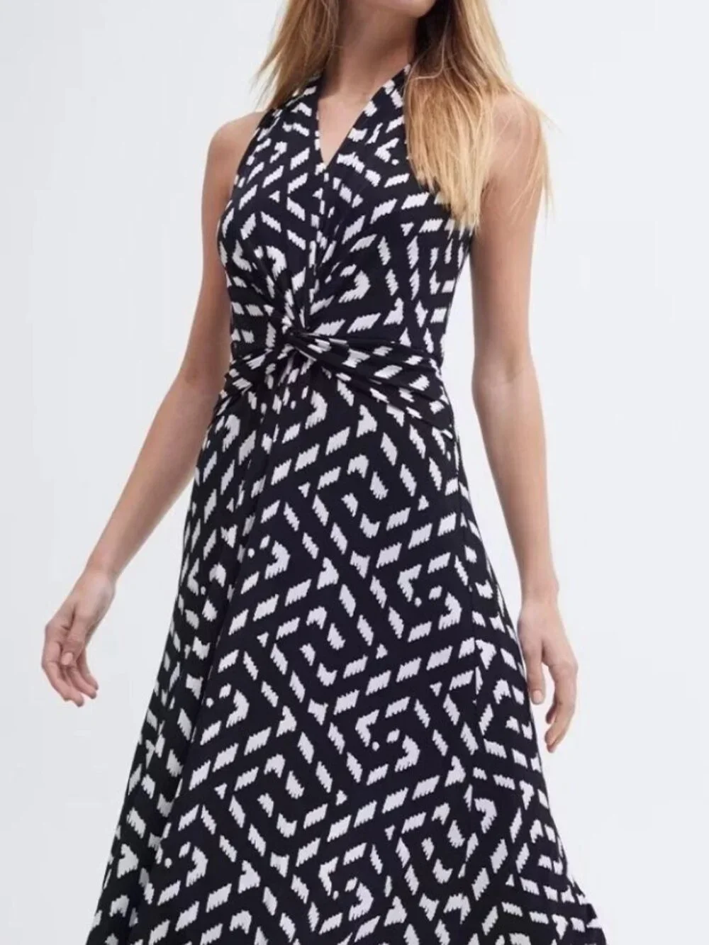 White House-Black Market, like new, dress w/ twist front, size 12
